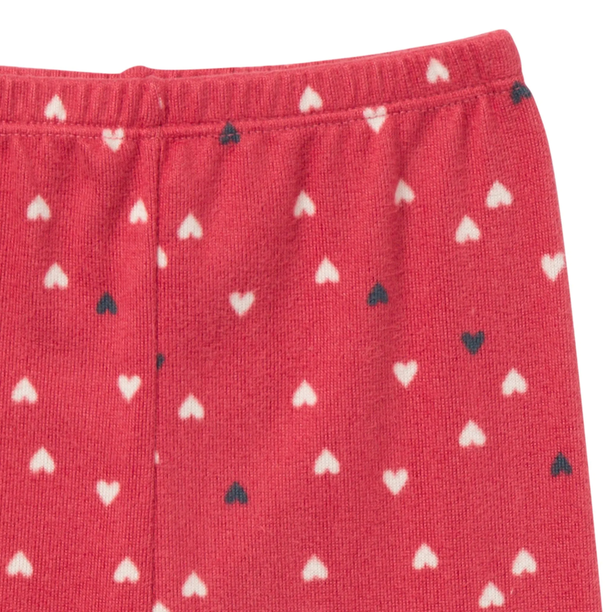 2-Piece Infant and Toddler Neutral Red Hearts Snug Fitting Pajamas