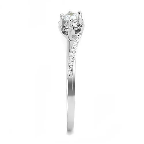 3W1392 - 925 Sterling Silver Ring Rhodium Women AAA Grade CZ Clear