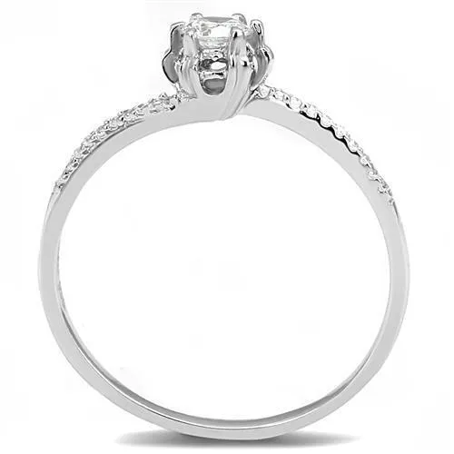 3W1392 - 925 Sterling Silver Ring Rhodium Women AAA Grade CZ Clear