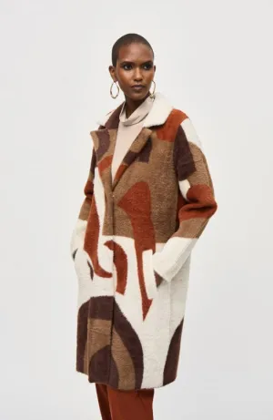Abstract Print Sweater Coat