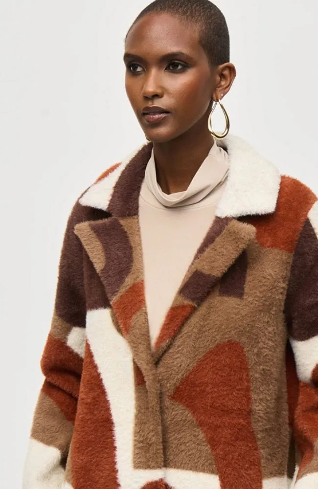 Abstract Print Sweater Coat