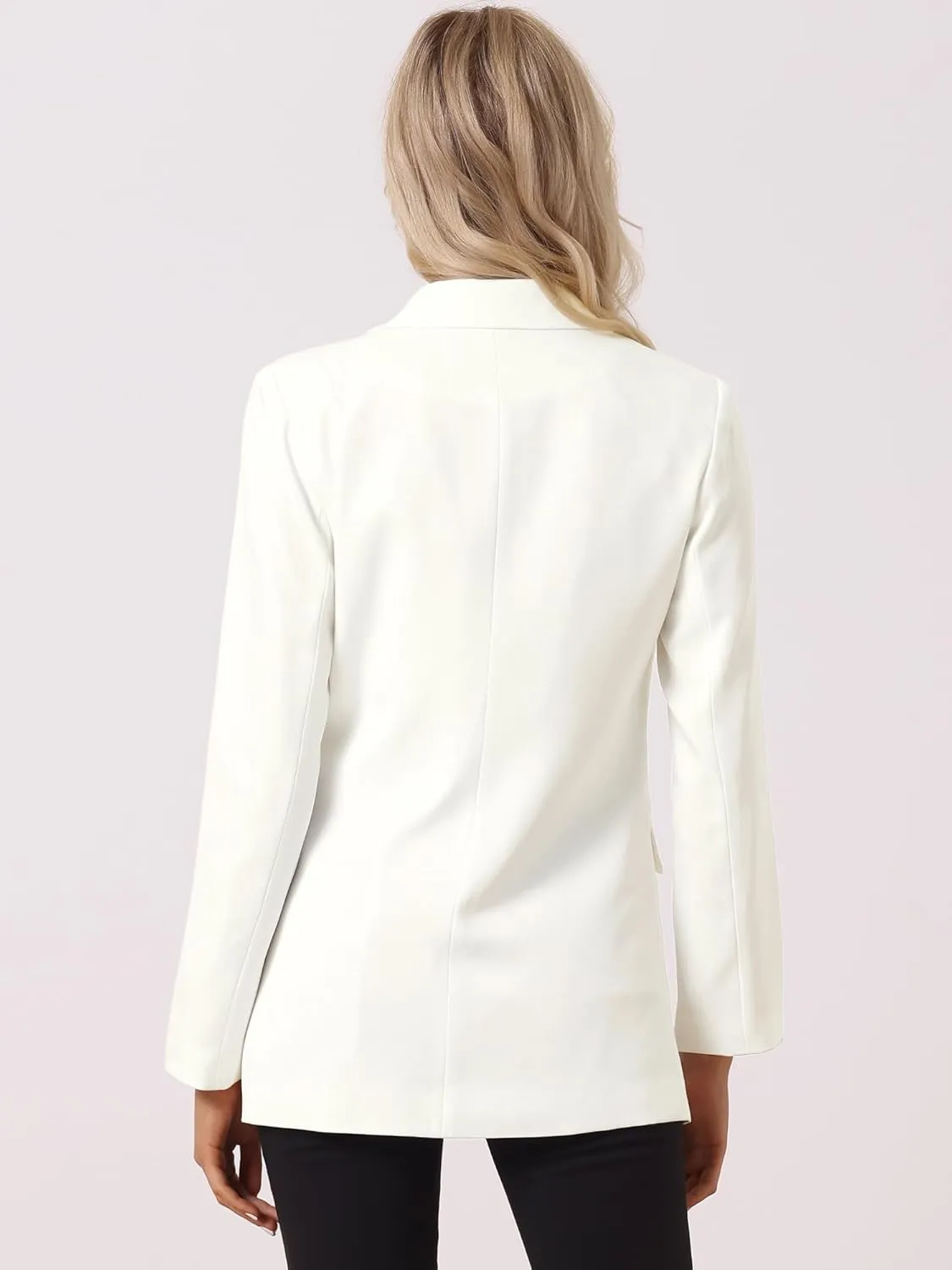 Allegra K Blazer for Women's Business Casual Long Sleeve Lapel Double Breasted Work Office Blazer Jackets