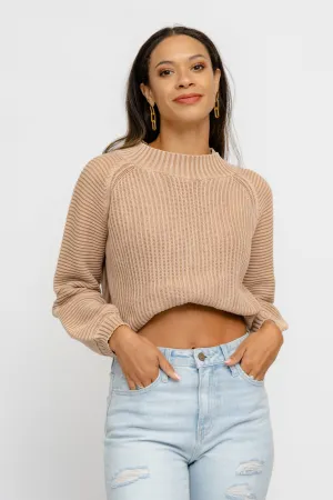 Anytime, Anywhere Sweater | Mock Neck Balloon Sleeve