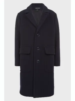 Armani Junior Boys Long Wool Classic Coat