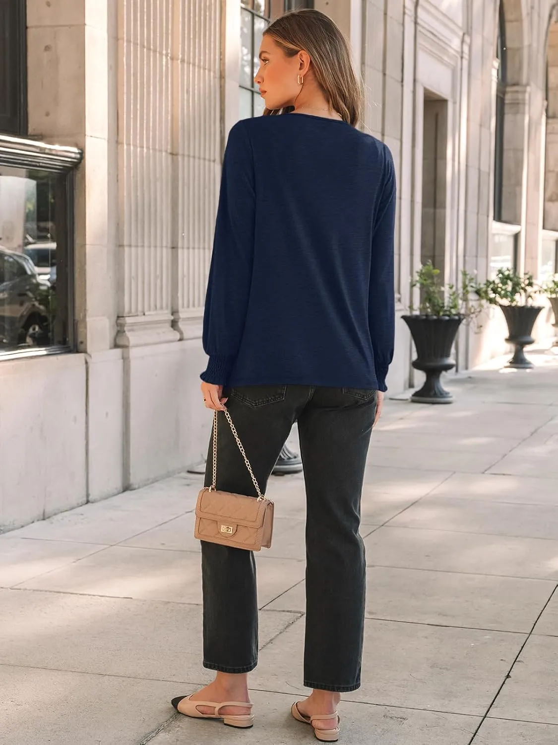 AUTOMET Womens Fall Fashion Long Sleeve Shirts Dressy Casual Pleated Basic Trendy Tops Winter Clothes 2025