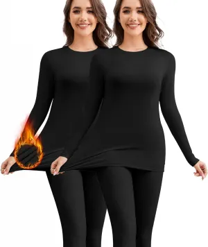 BESTENA Long Sleeve Undershirt for Women, Soft Thermal Shirts with Warm Fleece Lining, Base Layer Thermal Tops