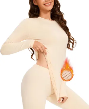 BESTENA Long Sleeve Undershirt for Women, Soft Thermal Shirts with Warm Fleece Lining, Base Layer Thermal Tops