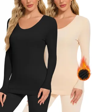 BESTENA Long Sleeve Undershirt for Women, Soft Thermal Shirts with Warm Fleece Lining, Base Layer Thermal Tops