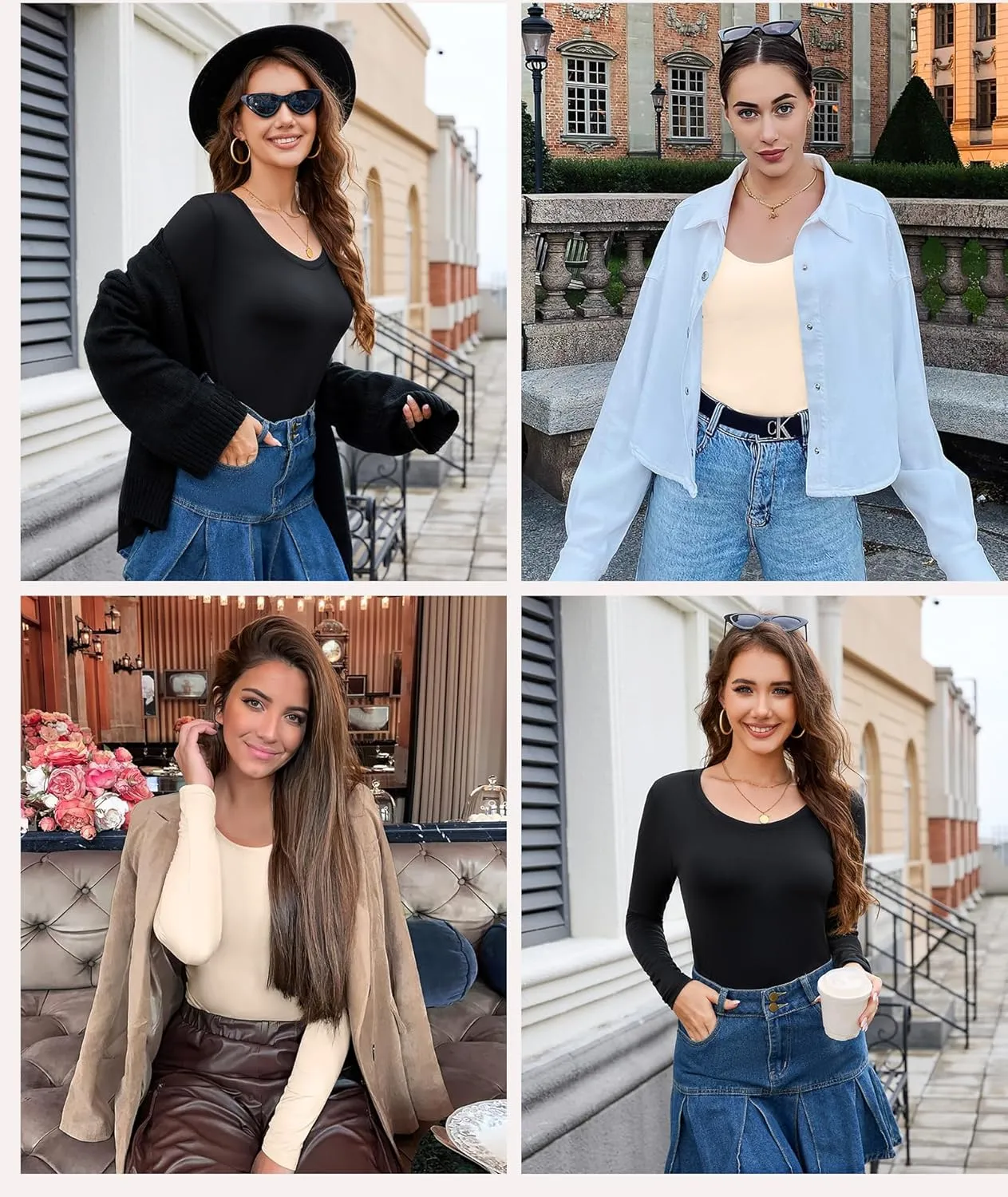 BESTENA Long Sleeve Undershirt for Women, Soft Thermal Shirts with Warm Fleece Lining, Base Layer Thermal Tops