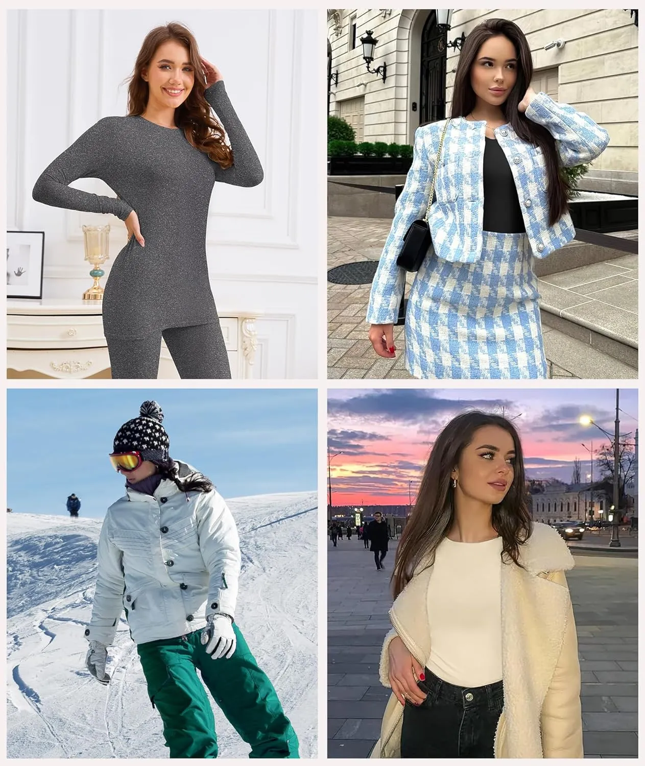 BESTENA Long Sleeve Undershirt for Women, Soft Thermal Shirts with Warm Fleece Lining, Base Layer Thermal Tops