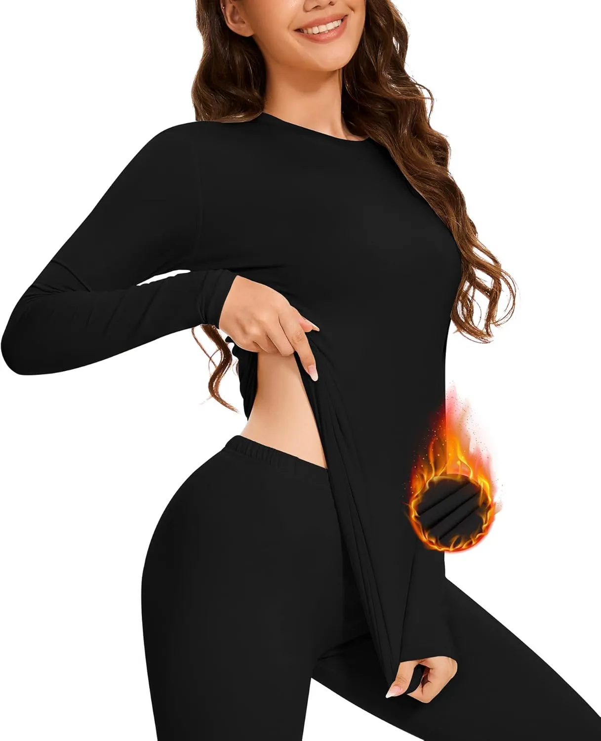 BESTENA Long Sleeve Undershirt for Women, Soft Thermal Shirts with Warm Fleece Lining, Base Layer Thermal Tops