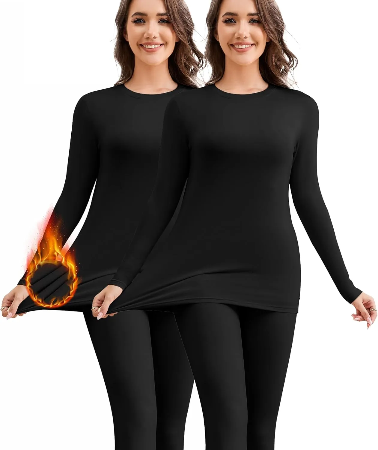 BESTENA Long Sleeve Undershirt for Women, Soft Thermal Shirts with Warm Fleece Lining, Base Layer Thermal Tops