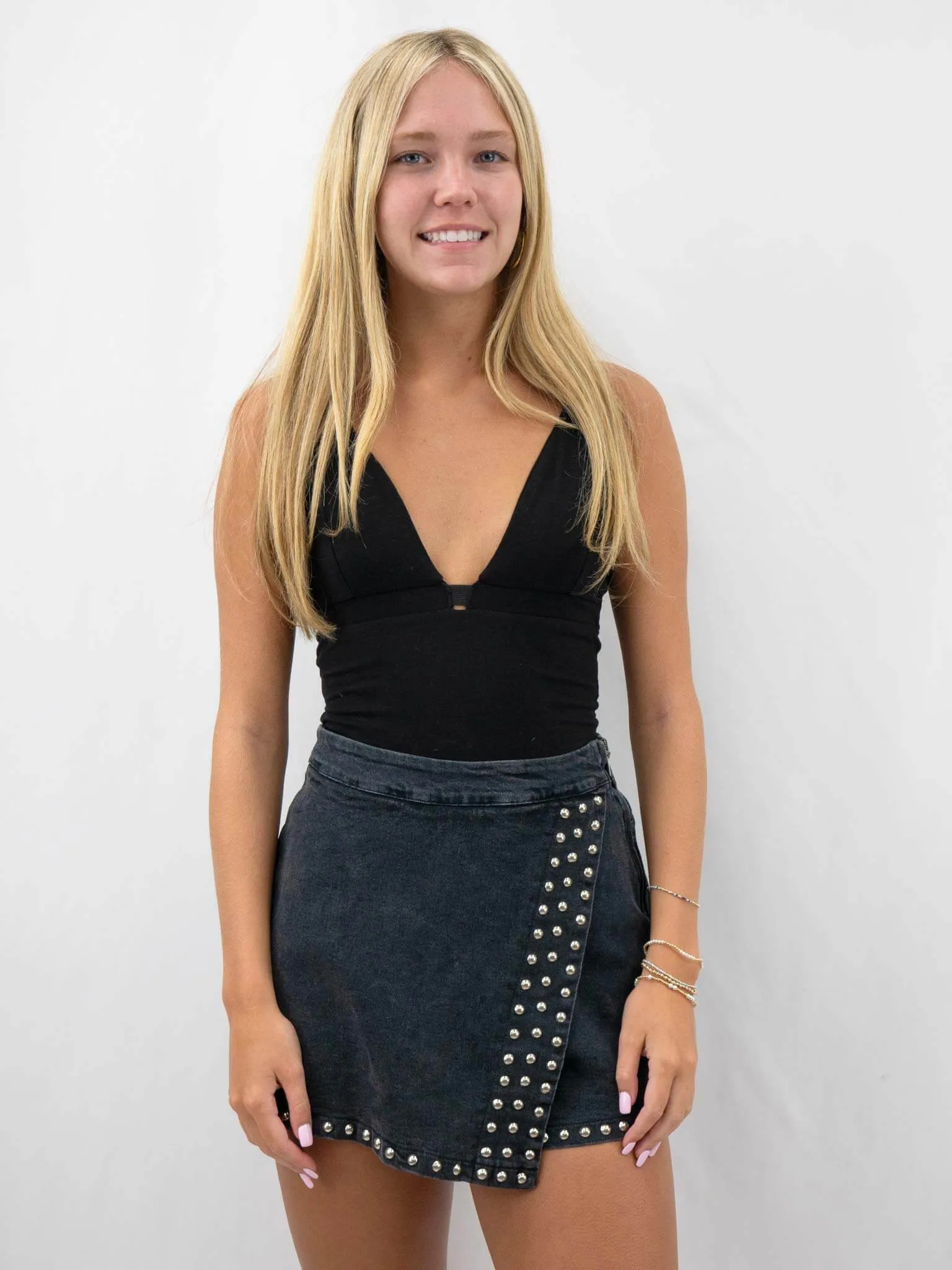 Black Plunge Neck Bodysuit