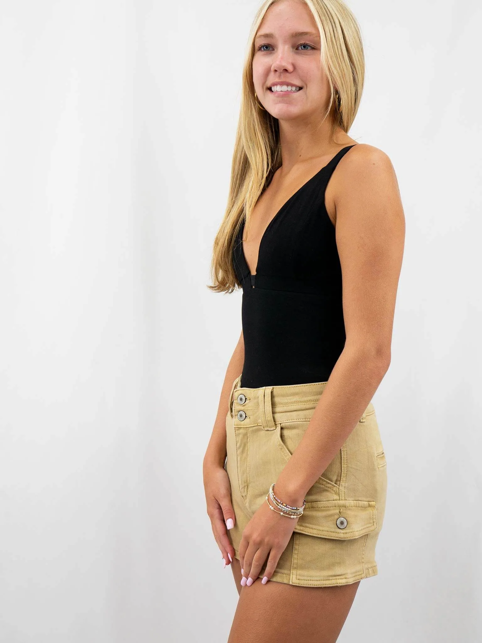 Black Plunge Neck Bodysuit