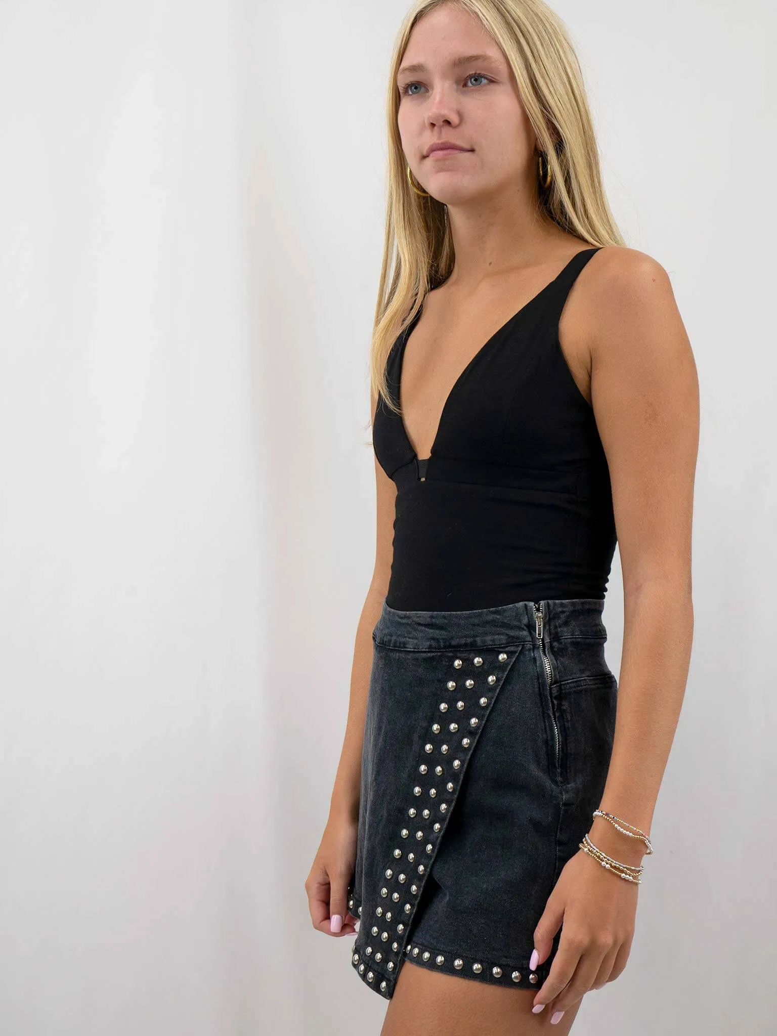 Black Plunge Neck Bodysuit