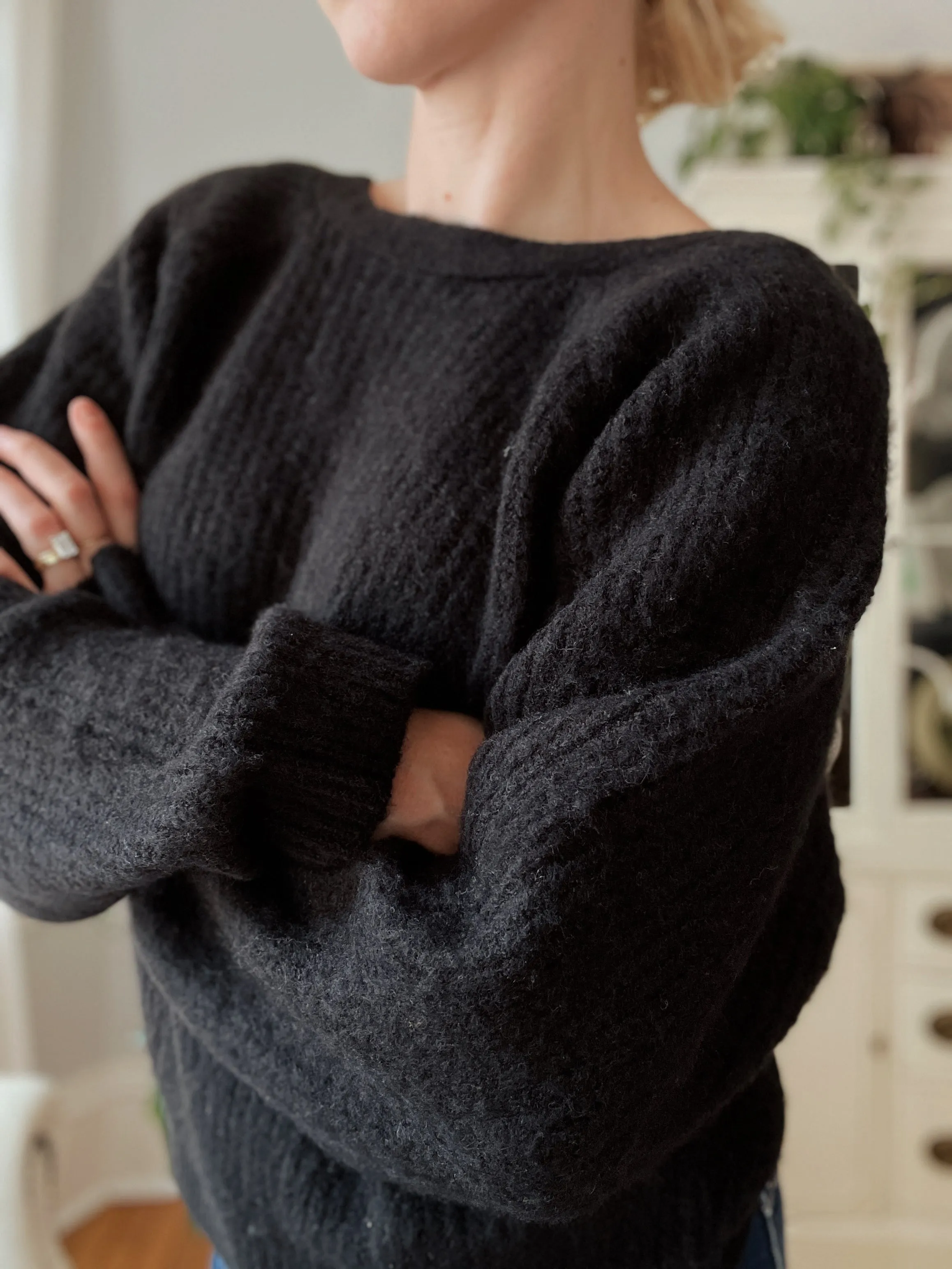 Black Twisted Knit Sweater