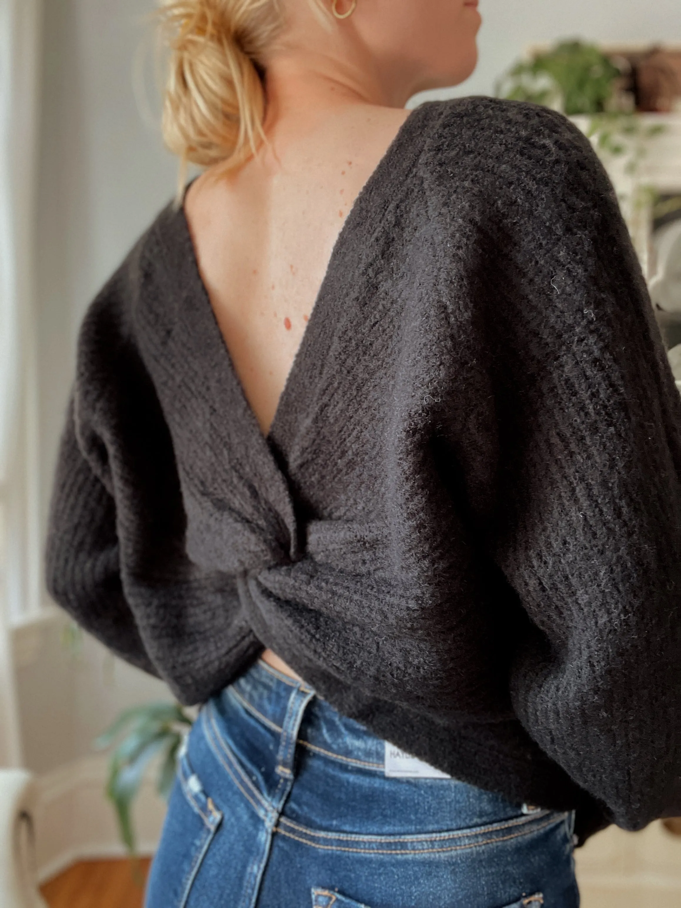 Black Twisted Knit Sweater