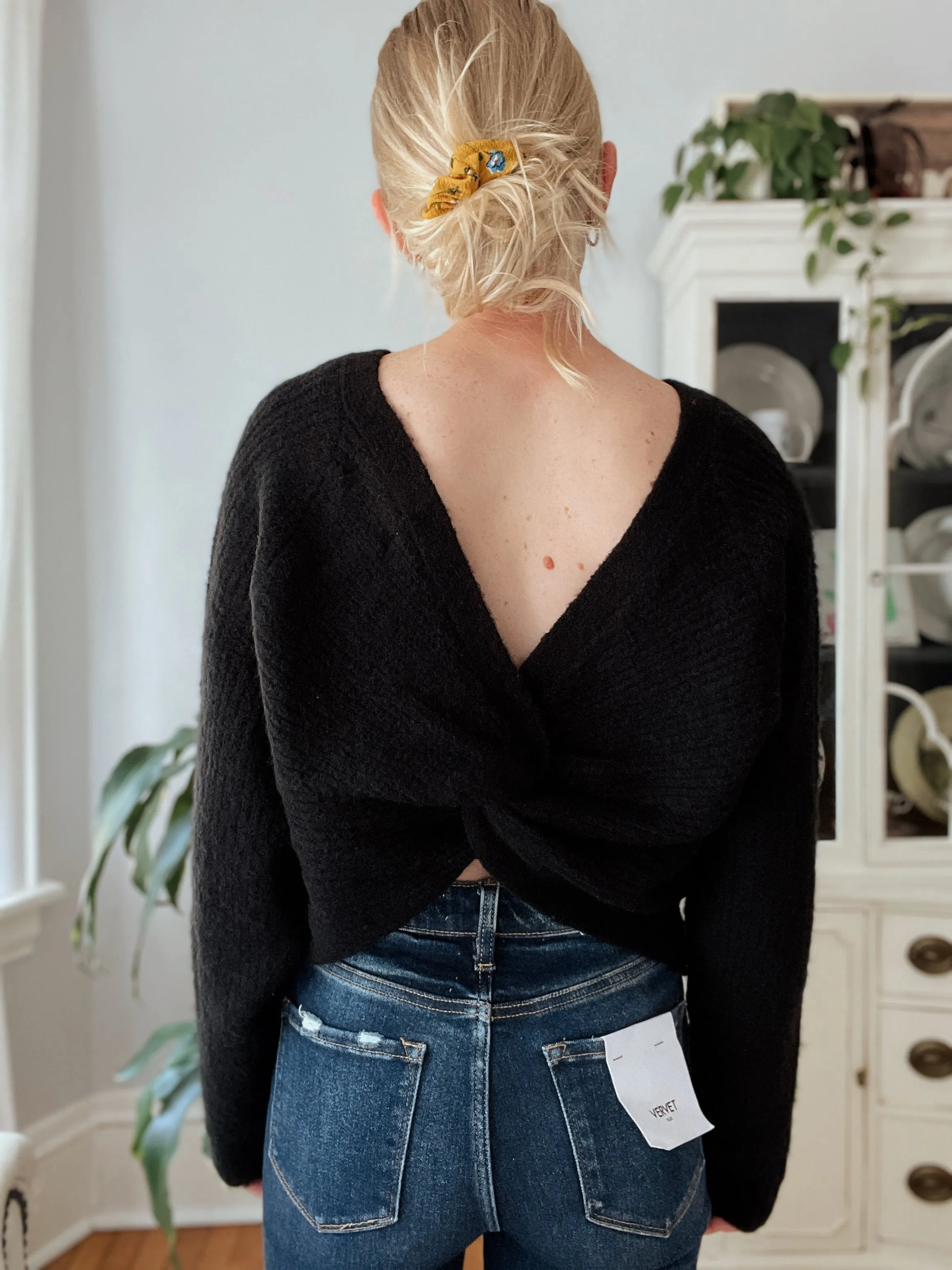 Black Twisted Knit Sweater