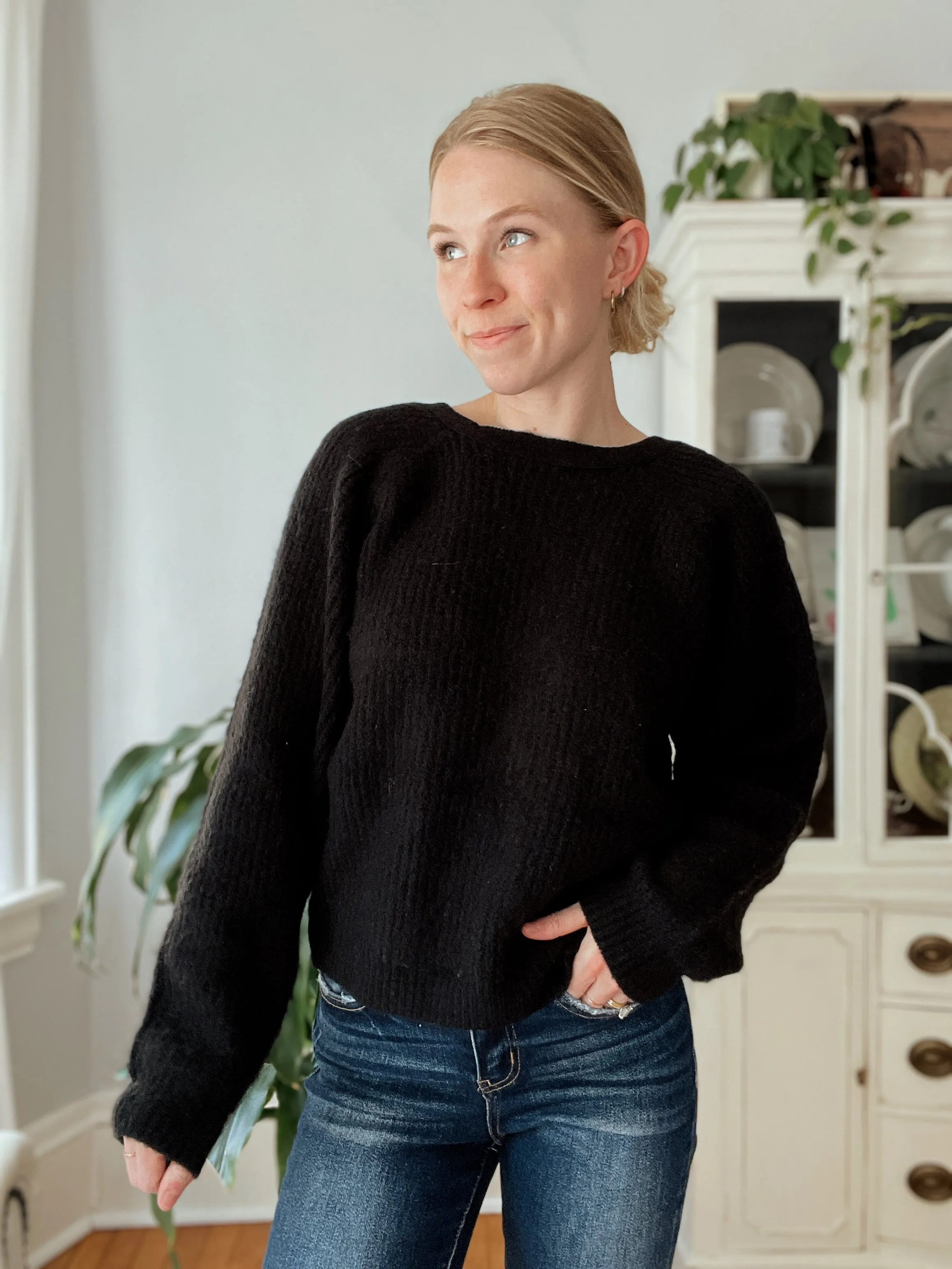 Black Twisted Knit Sweater