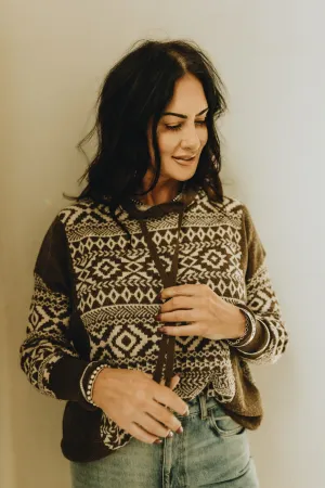 Brown and White Aztec Hoodie