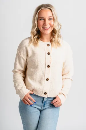 Button sweater cardigan apricot