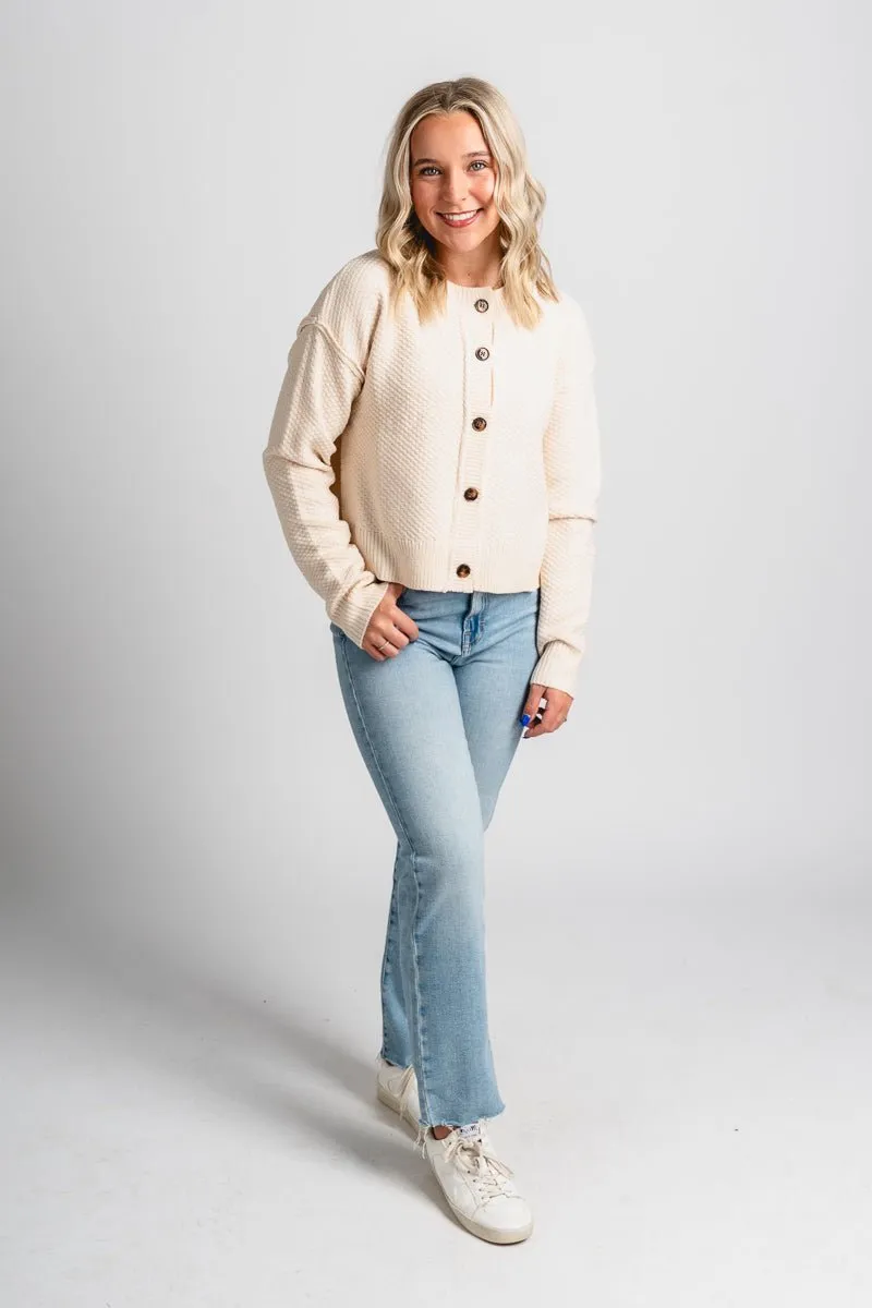 Button sweater cardigan apricot