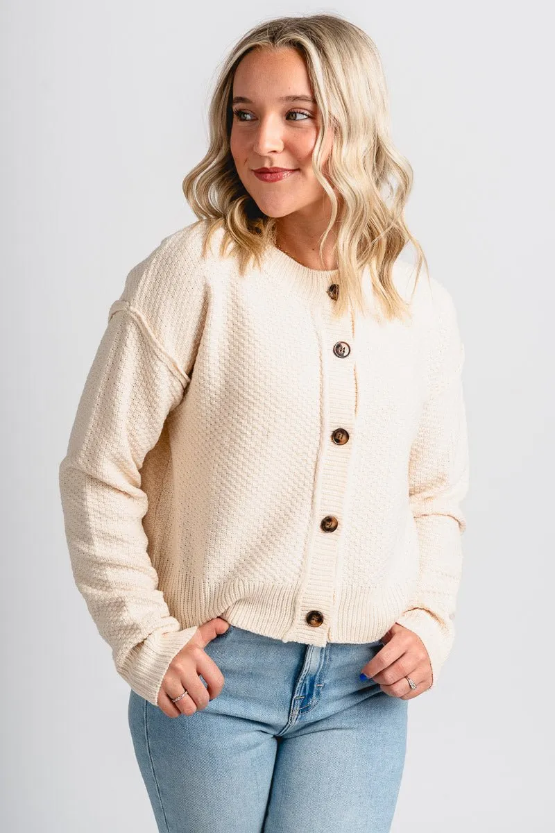 Button sweater cardigan apricot