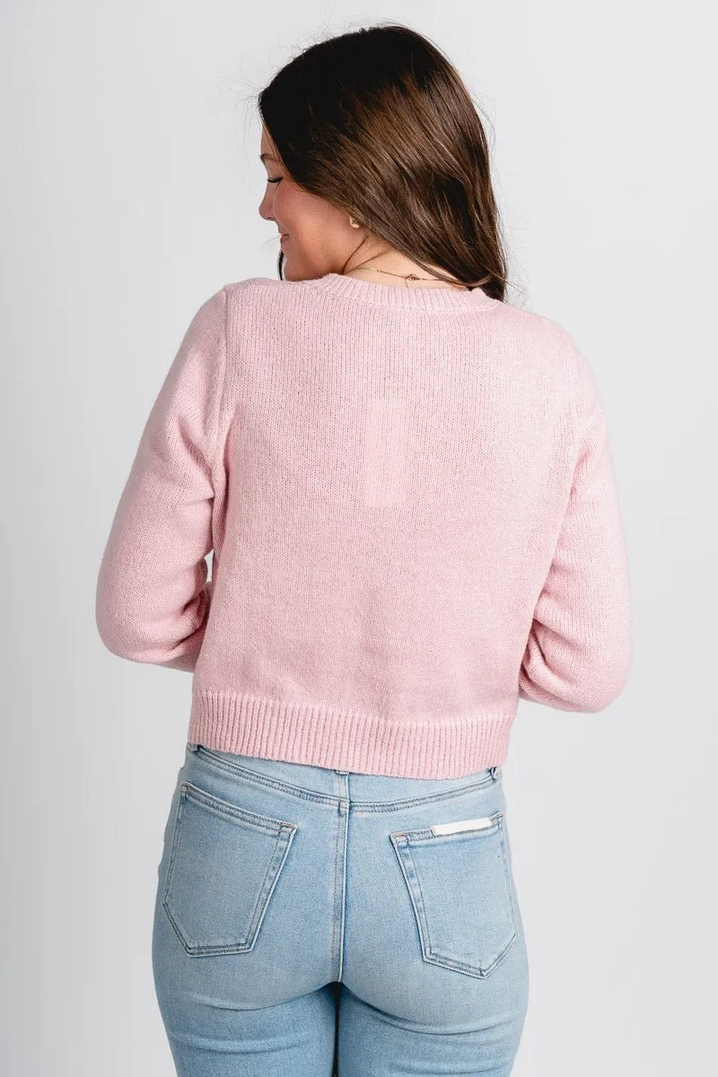 Button sweater cardigan dusty pink