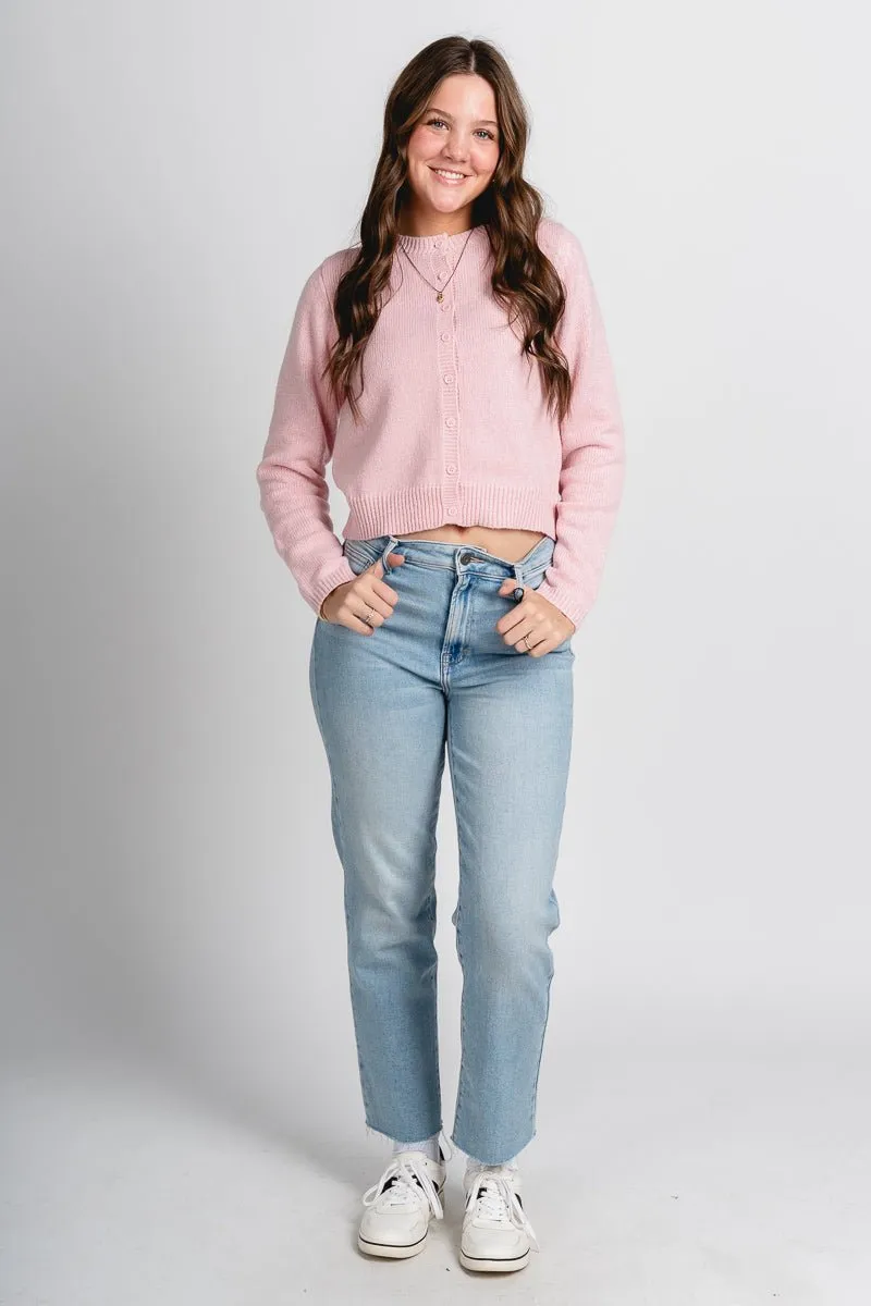 Button sweater cardigan dusty pink