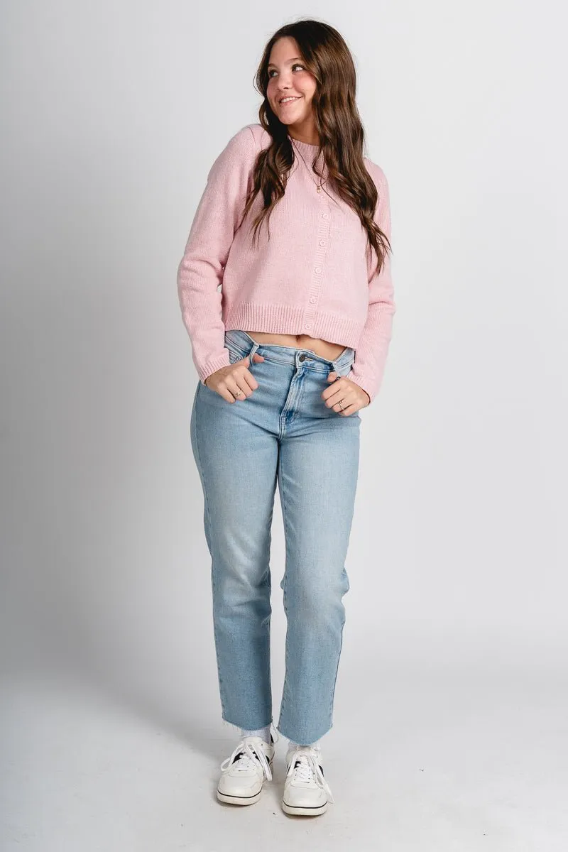 Button sweater cardigan dusty pink