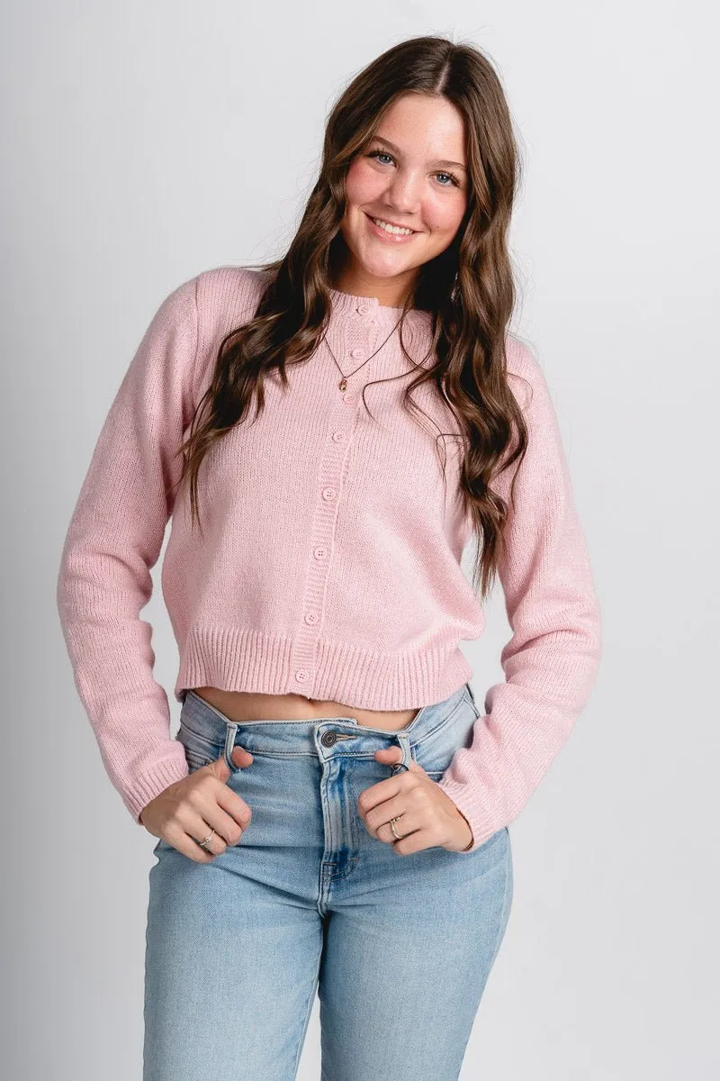 Button sweater cardigan dusty pink