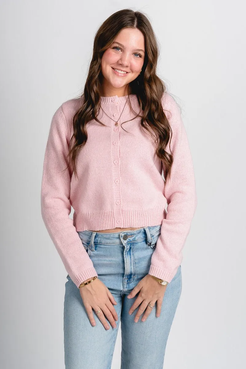 Button sweater cardigan dusty pink