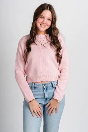 Button sweater cardigan dusty pink
