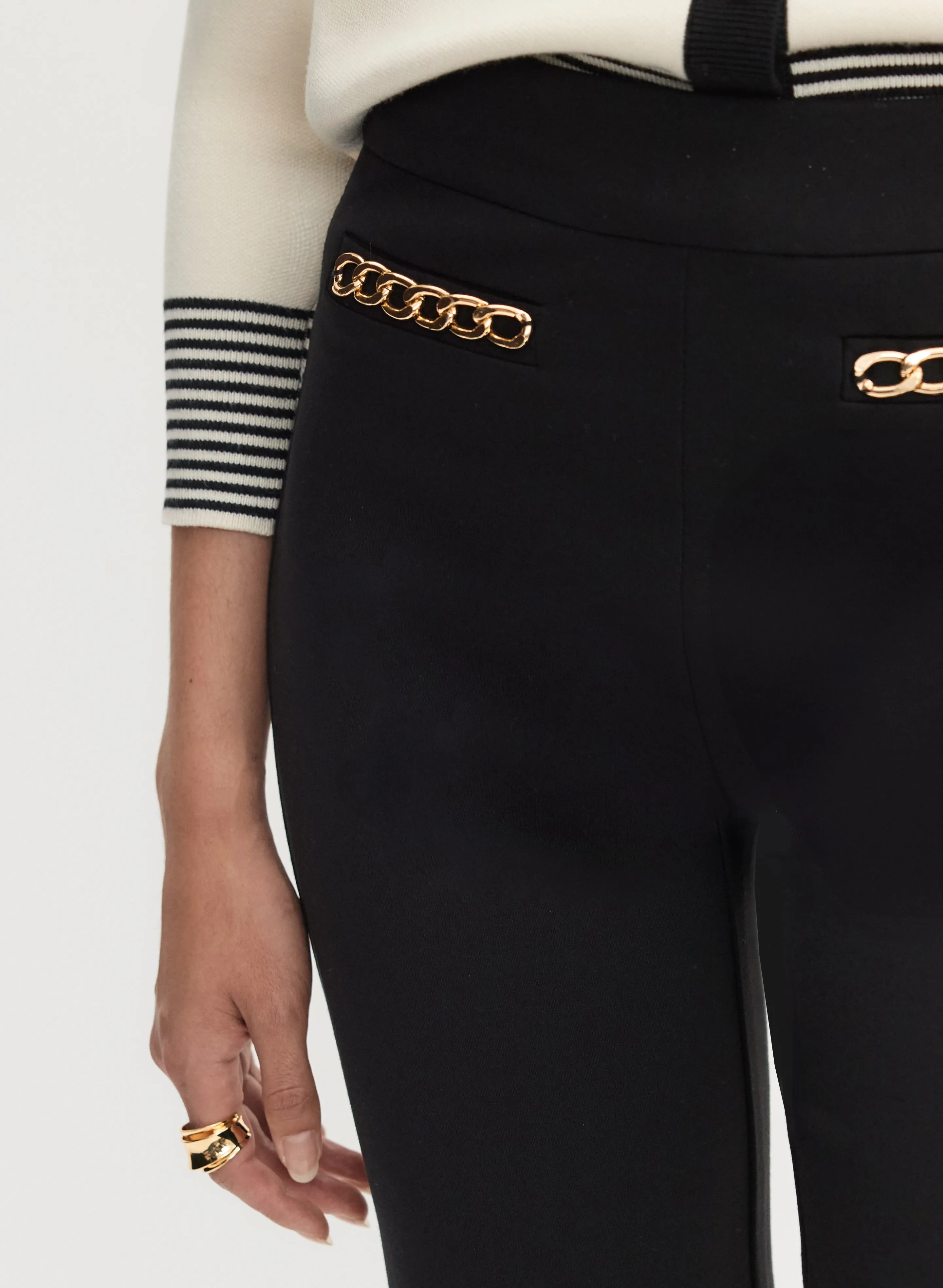 Chain Trim Bootcut Pants