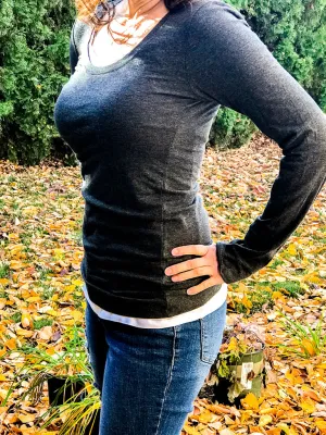 Charcoal Gray Scoop Neck Shirt