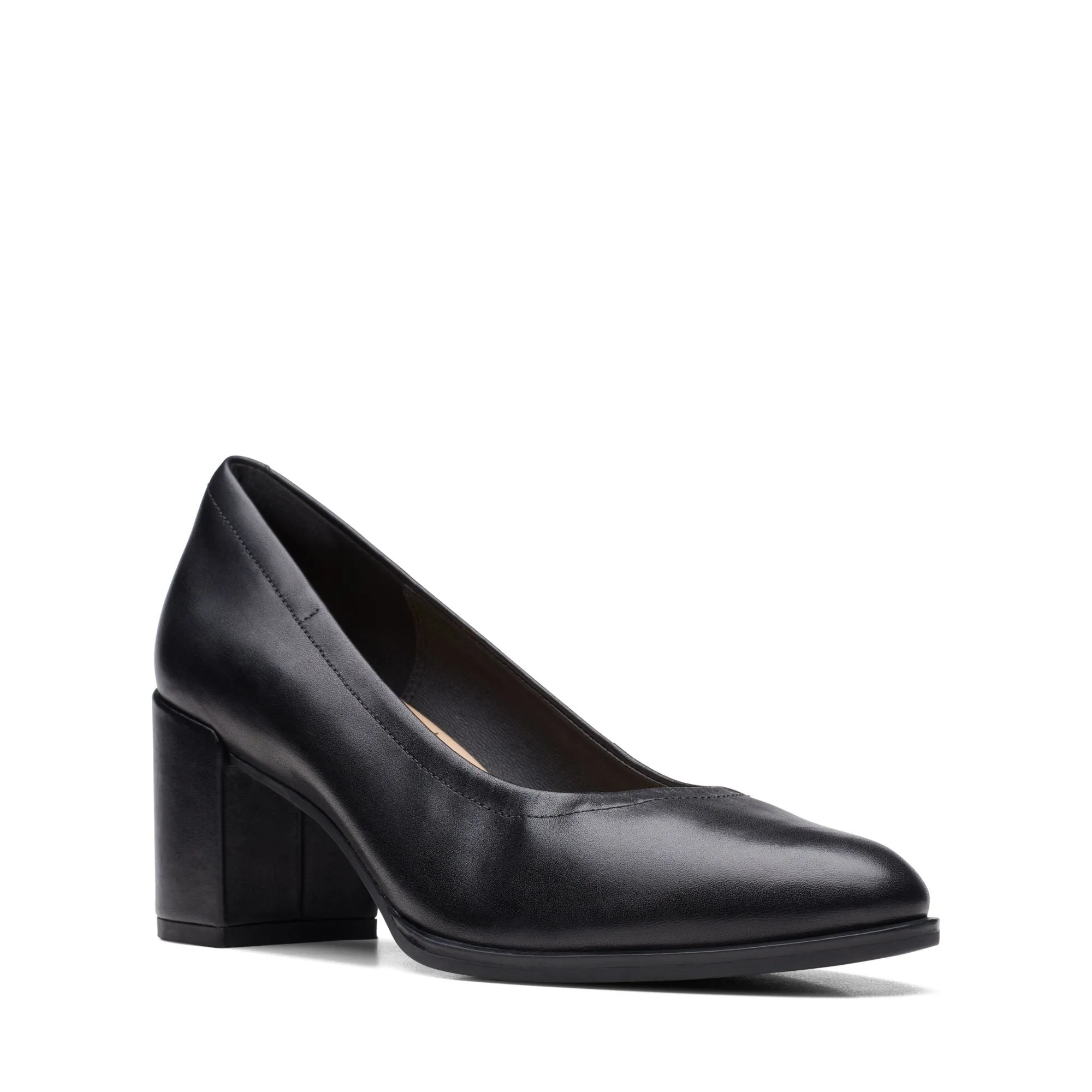 Clarks Freva55 Court Black Leather Standard Width