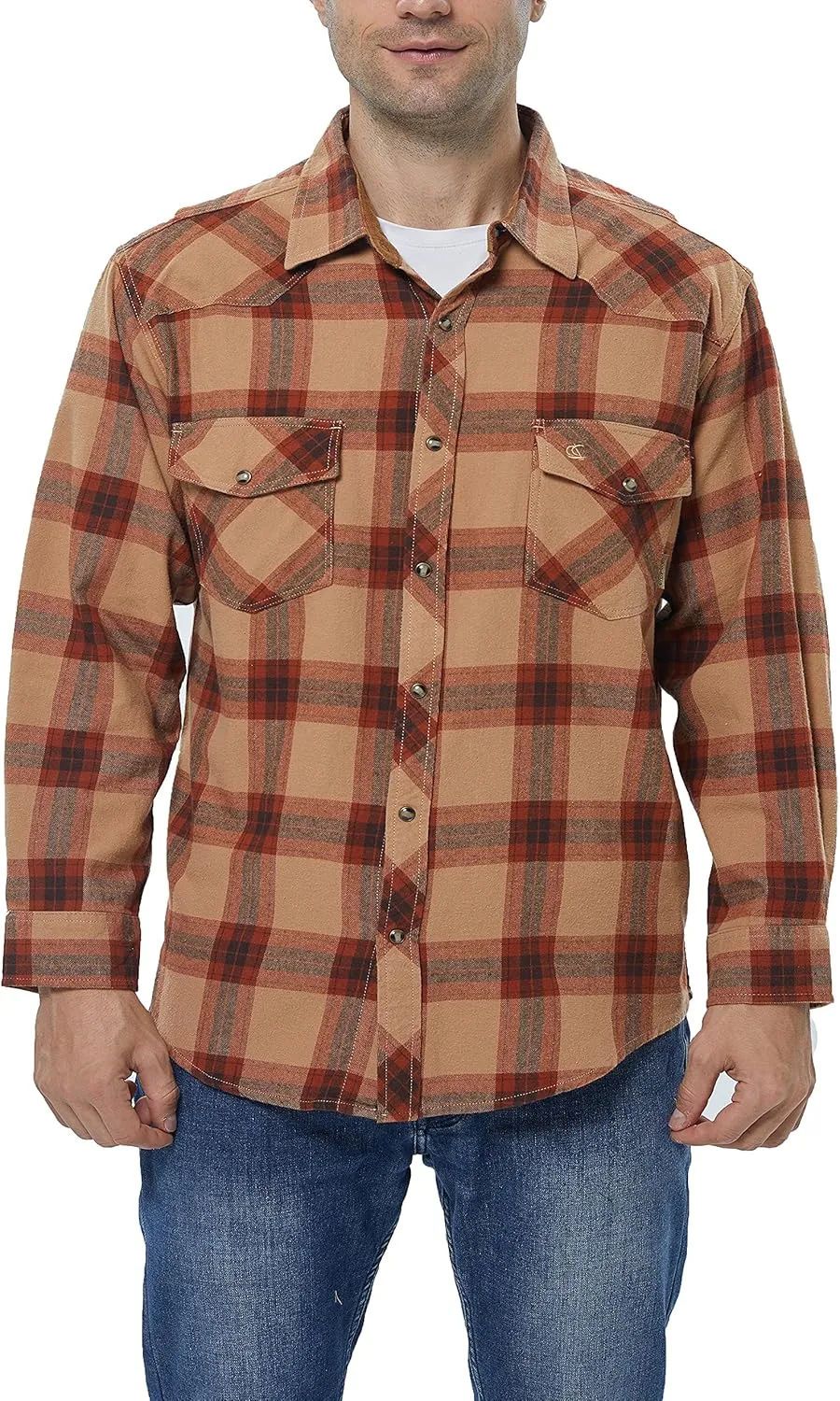 COEVALS CLUB Men's Flannel Shirts Long Sleeve Western Snap Casual Plaid Work Shirts