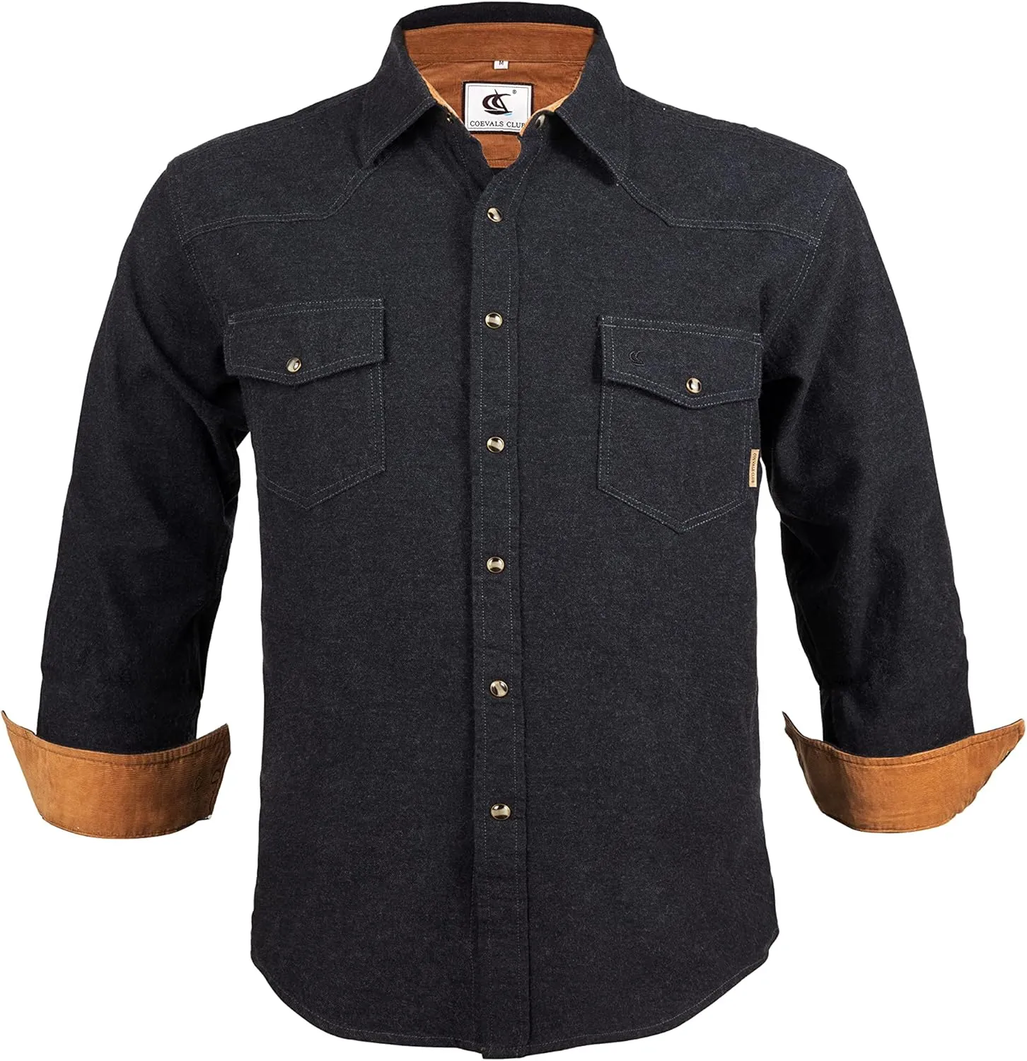 COEVALS CLUB Men's Flannel Shirts Long Sleeve Western Snap Casual Plaid Work Shirts
