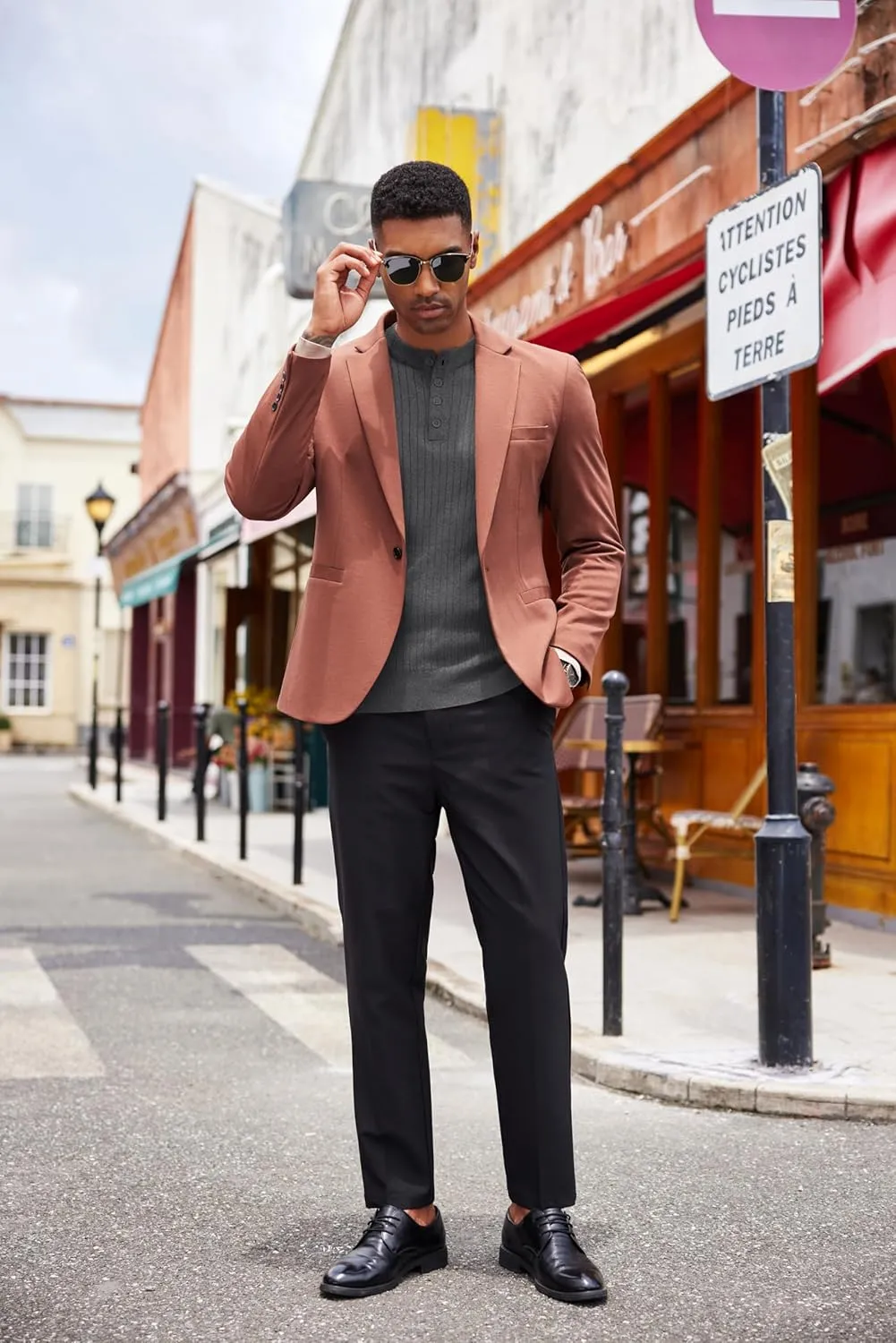 COOFANDY Mens Knit Henley Sweater Long Sleeve Button Down Lightweight Sweater Fall Slim Fit Ribbed Pullover