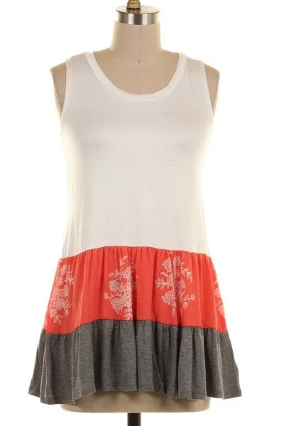 Coral Sleeveless Colorblock Top