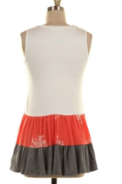 Coral Sleeveless Colorblock Top