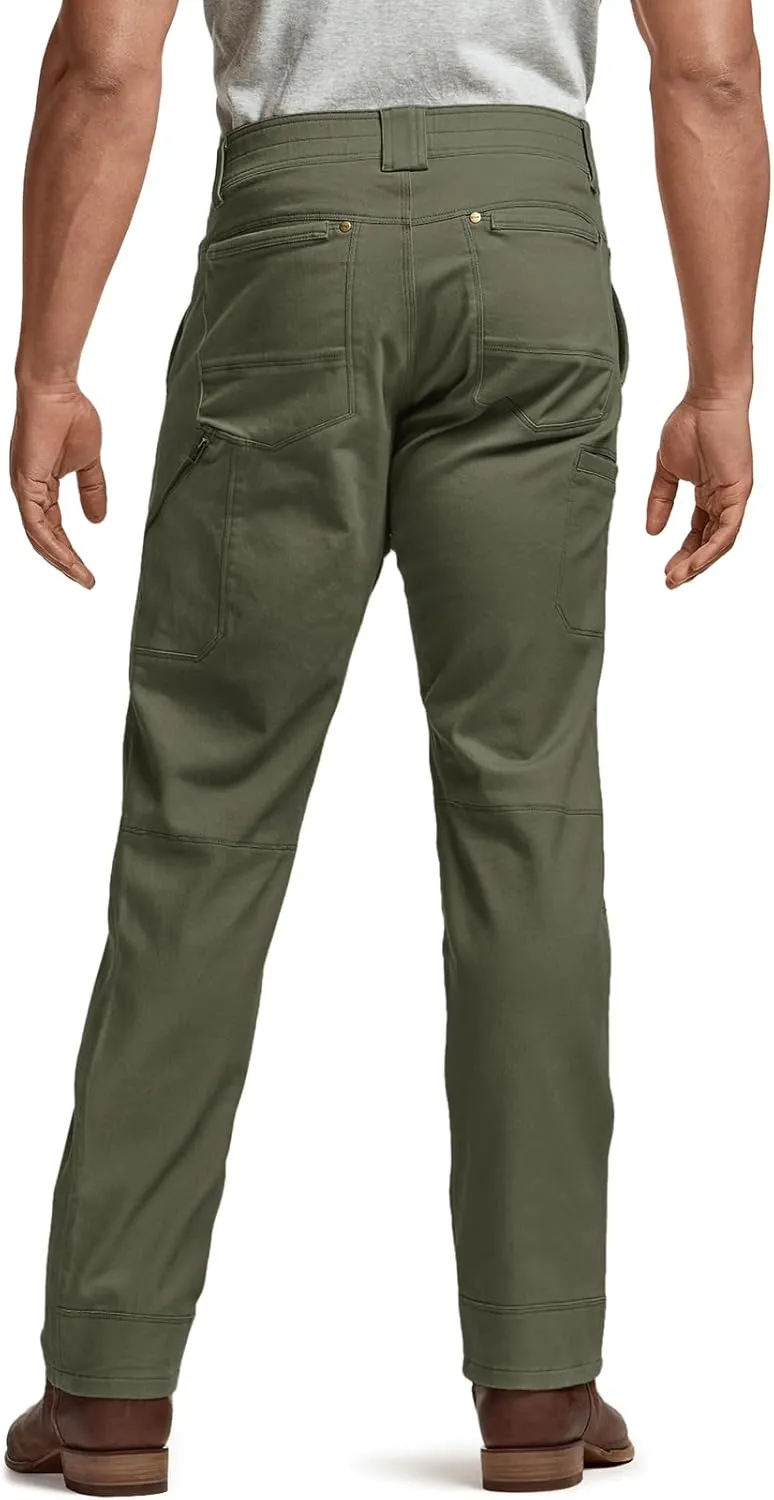 CQR Men's Motion Utility Casual Pants, Regular Fit Lightweight Work Pants, Water Resistant Outdoor Stretch Pants with Pockets