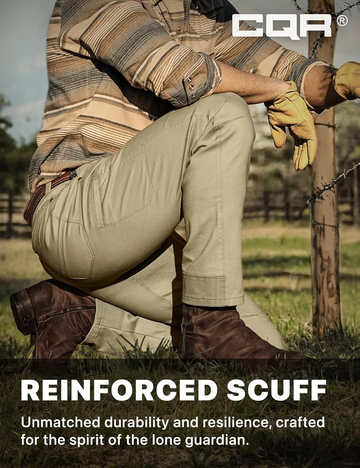 CQR Men's Motion Utility Casual Pants, Regular Fit Lightweight Work Pants, Water Resistant Outdoor Stretch Pants with Pockets