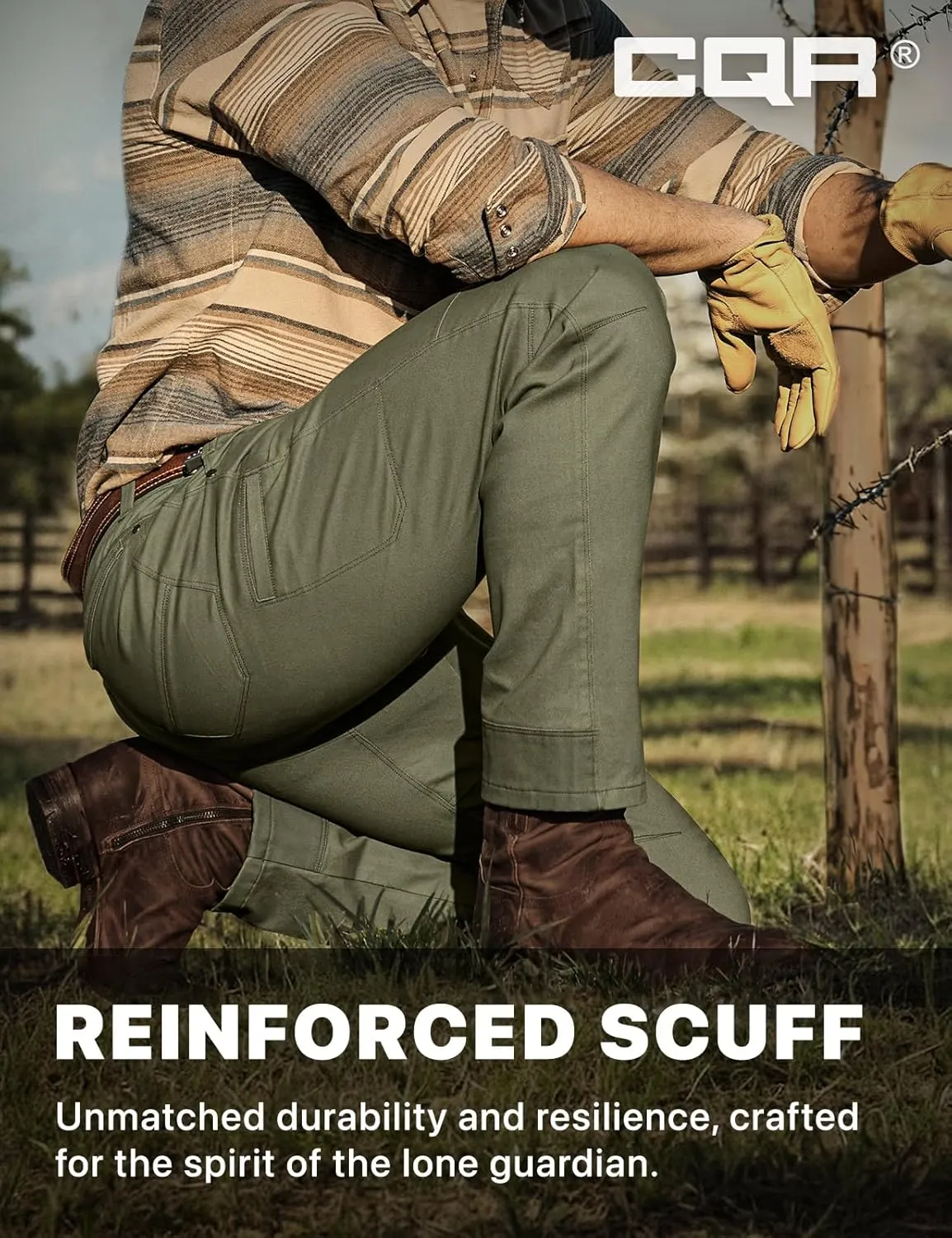 CQR Men's Motion Utility Casual Pants, Regular Fit Lightweight Work Pants, Water Resistant Outdoor Stretch Pants with Pockets
