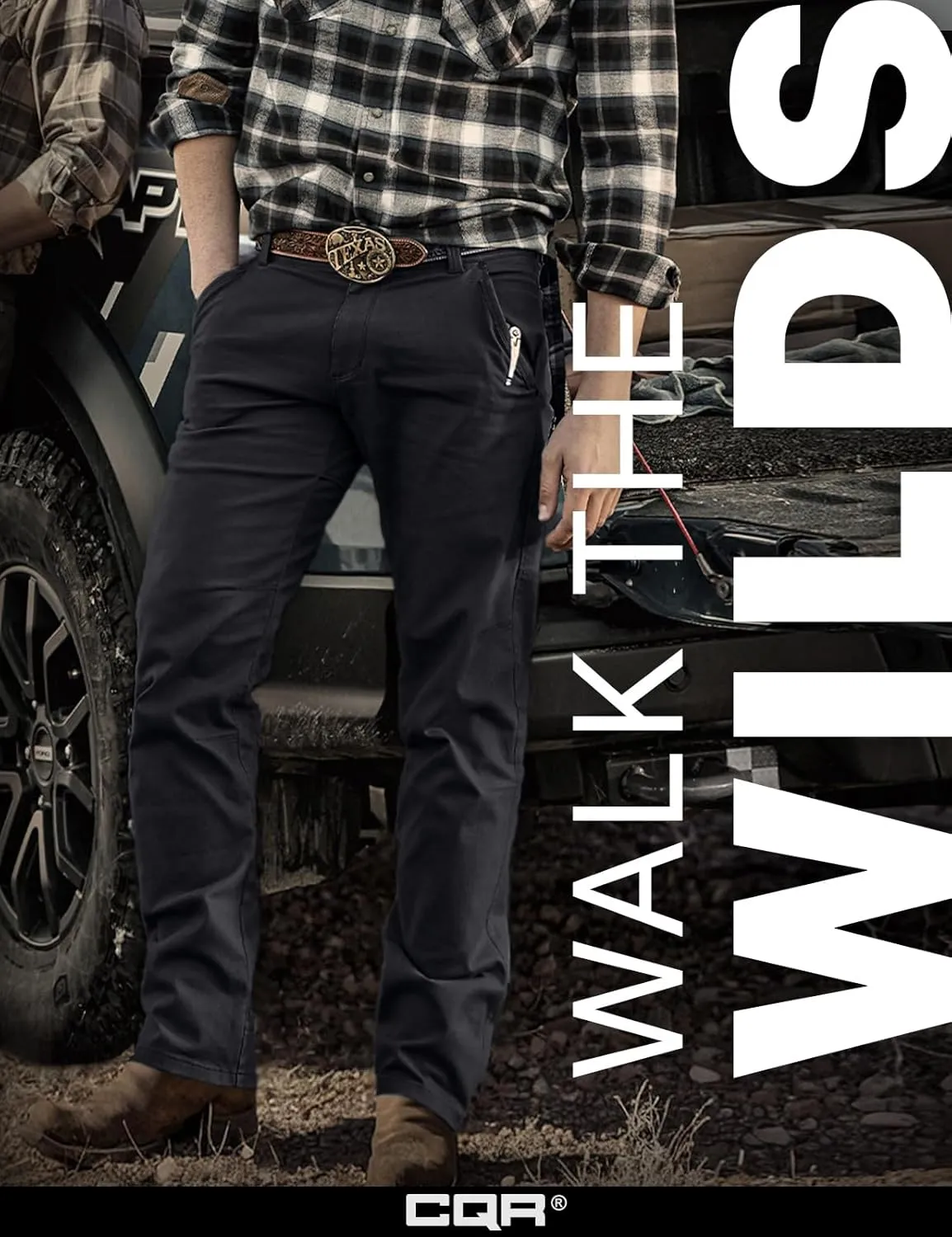 CQR Men's Motion Utility Casual Pants, Regular Fit Lightweight Work Pants, Water Resistant Outdoor Stretch Pants with Pockets
