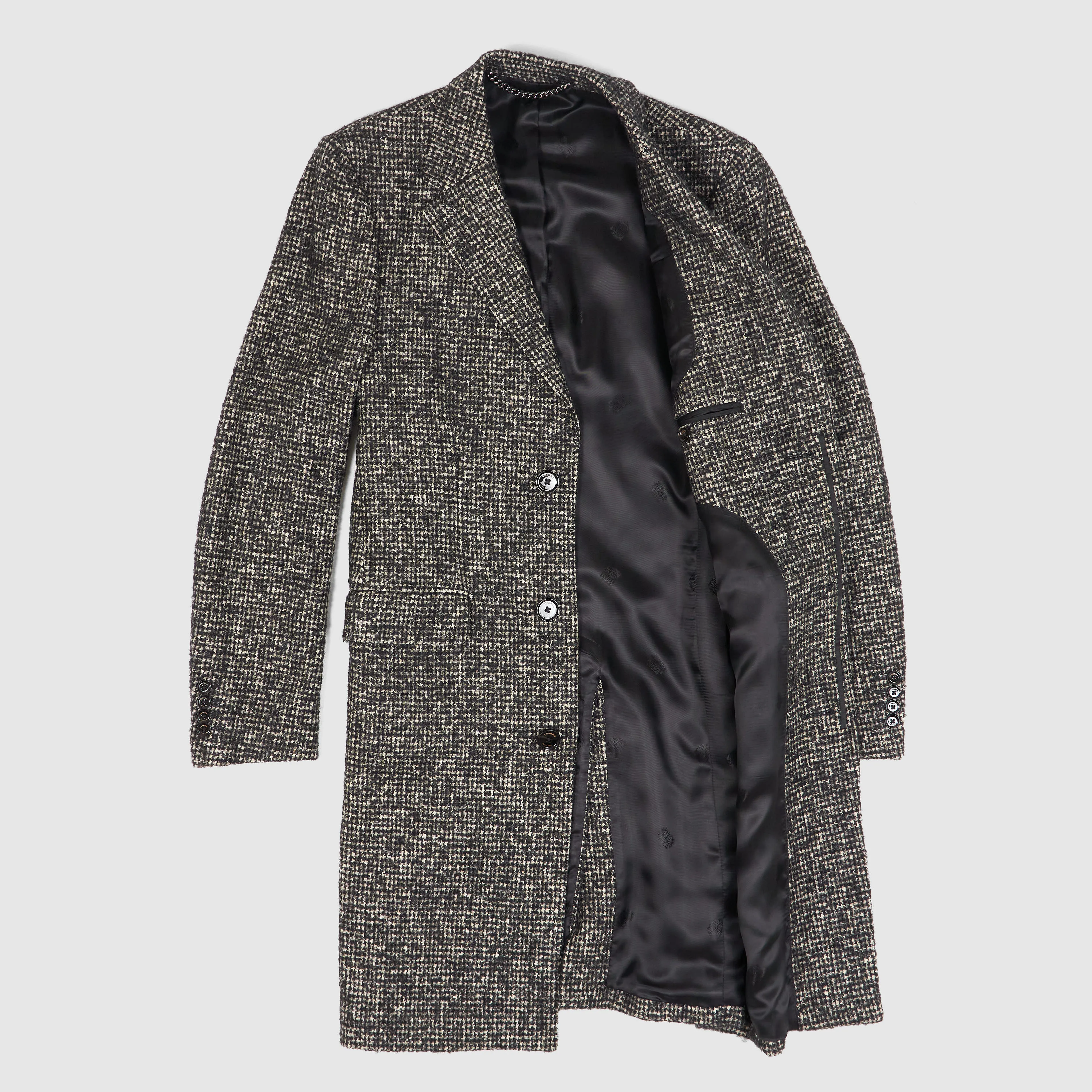 Crombie Classic Houndstooth Wool Over- Coat