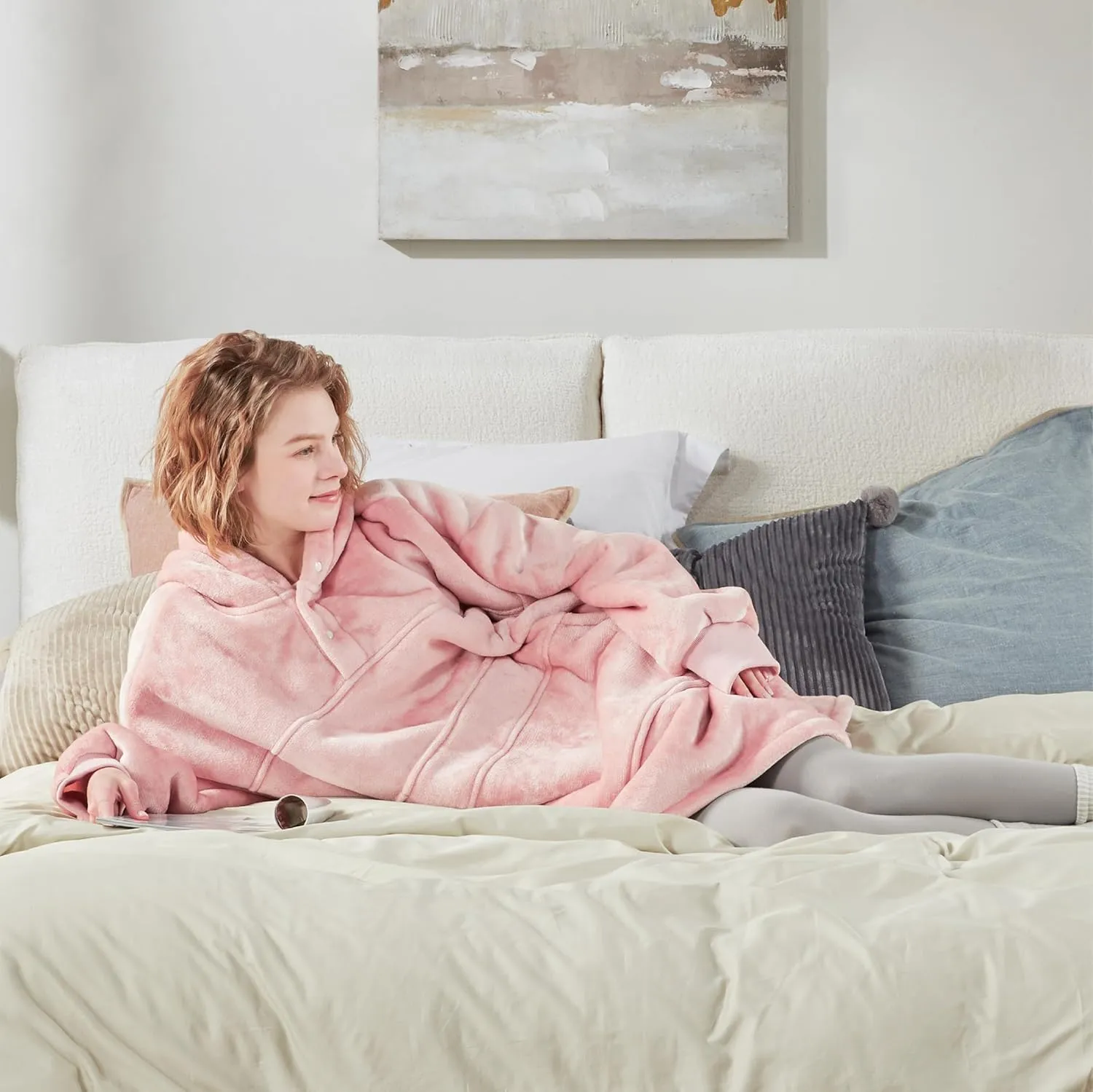 Degrees of Comfort Wearable Blanket Hoodie for Adults Women & Men - Cozy Warm, One Size Fits All