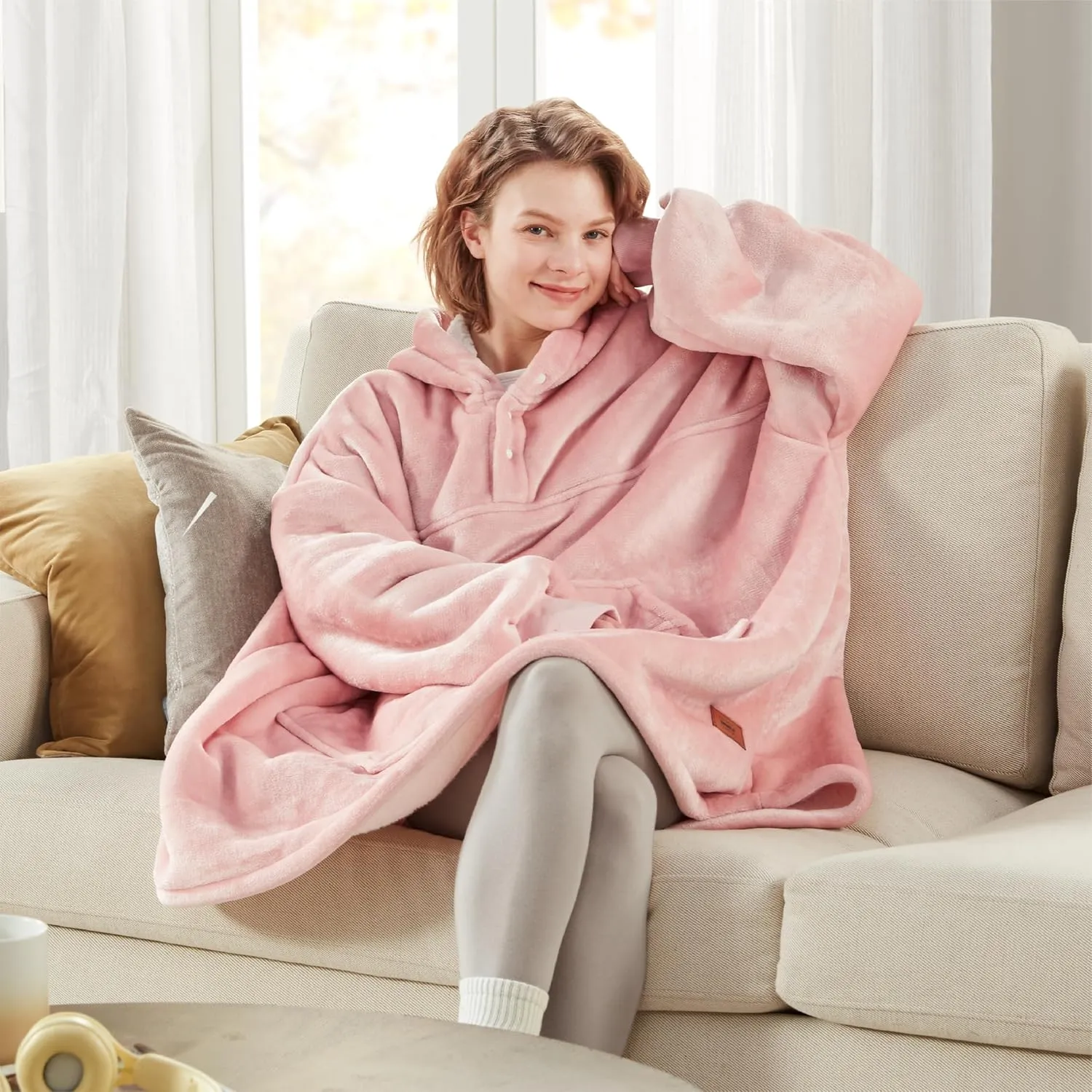 Degrees of Comfort Wearable Blanket Hoodie for Adults Women & Men - Cozy Warm, One Size Fits All
