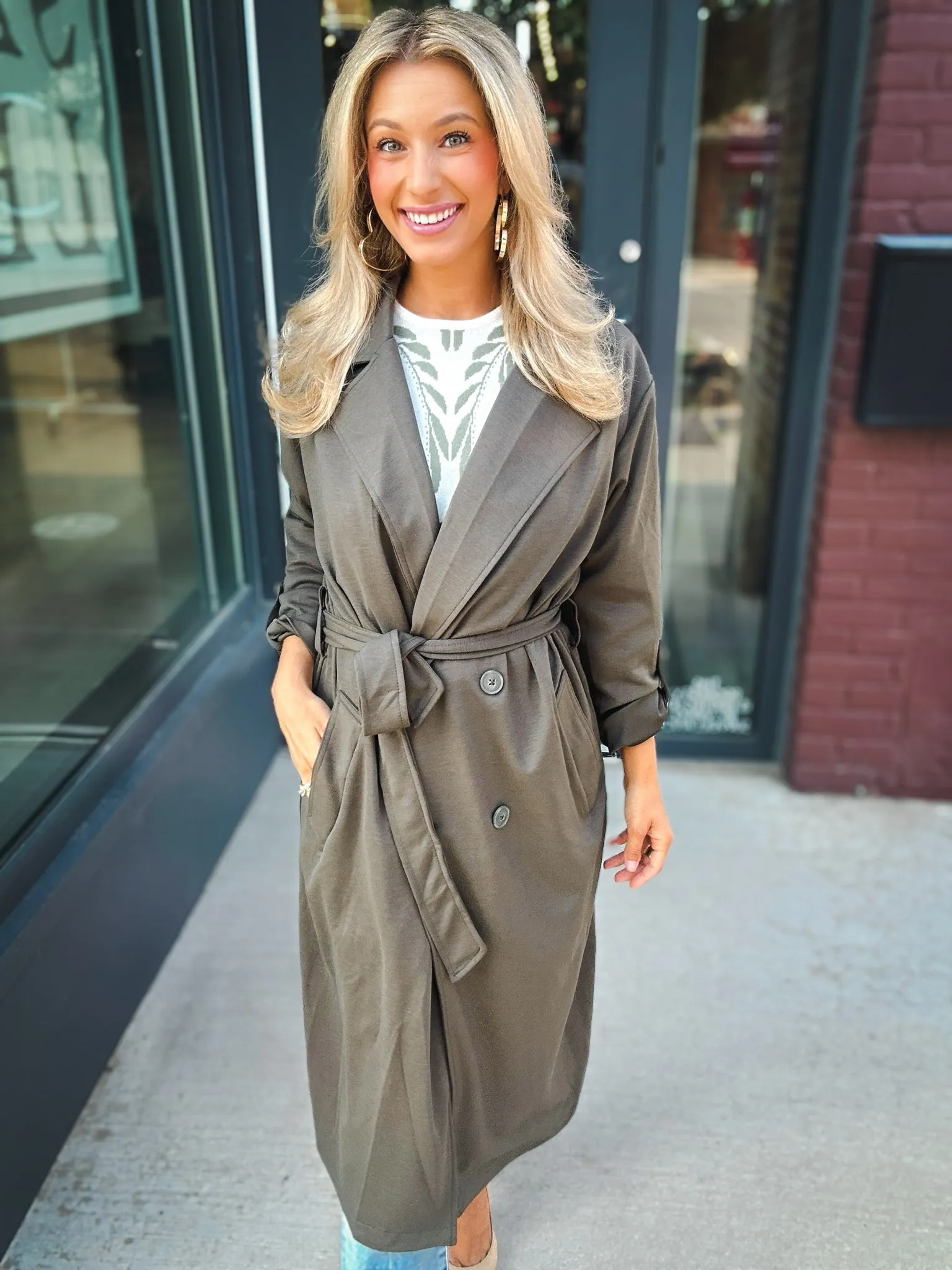 Dex Chicly Endearing Knit Trench