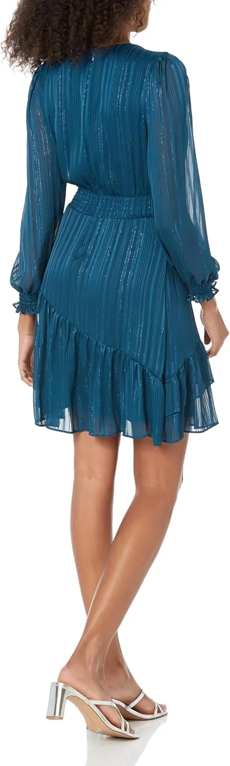 DKNY womens Short Length Long Sleeve Smocked Waist Dress